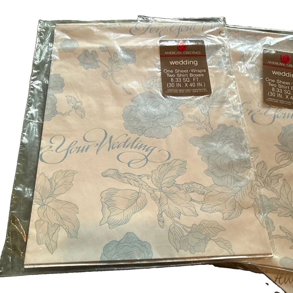 Vintage American Greetings Gift Wrap / Wrapping Paper For Wedding Lot Of 3 NOS